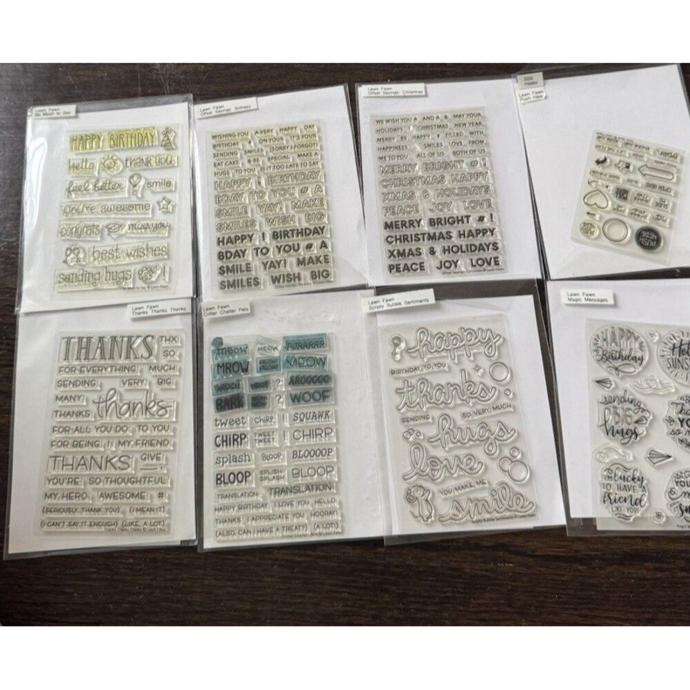 Lot of 8 - Lawn Fawn Clear Stamps - Sentiments
